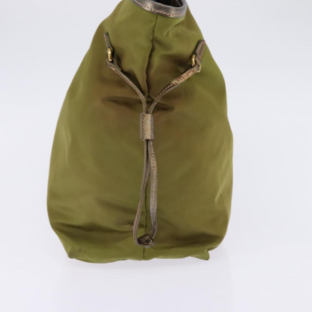 PRADA Tote Bag Nylon Khaki Gold Auth gh915 - Picture 4 of 16